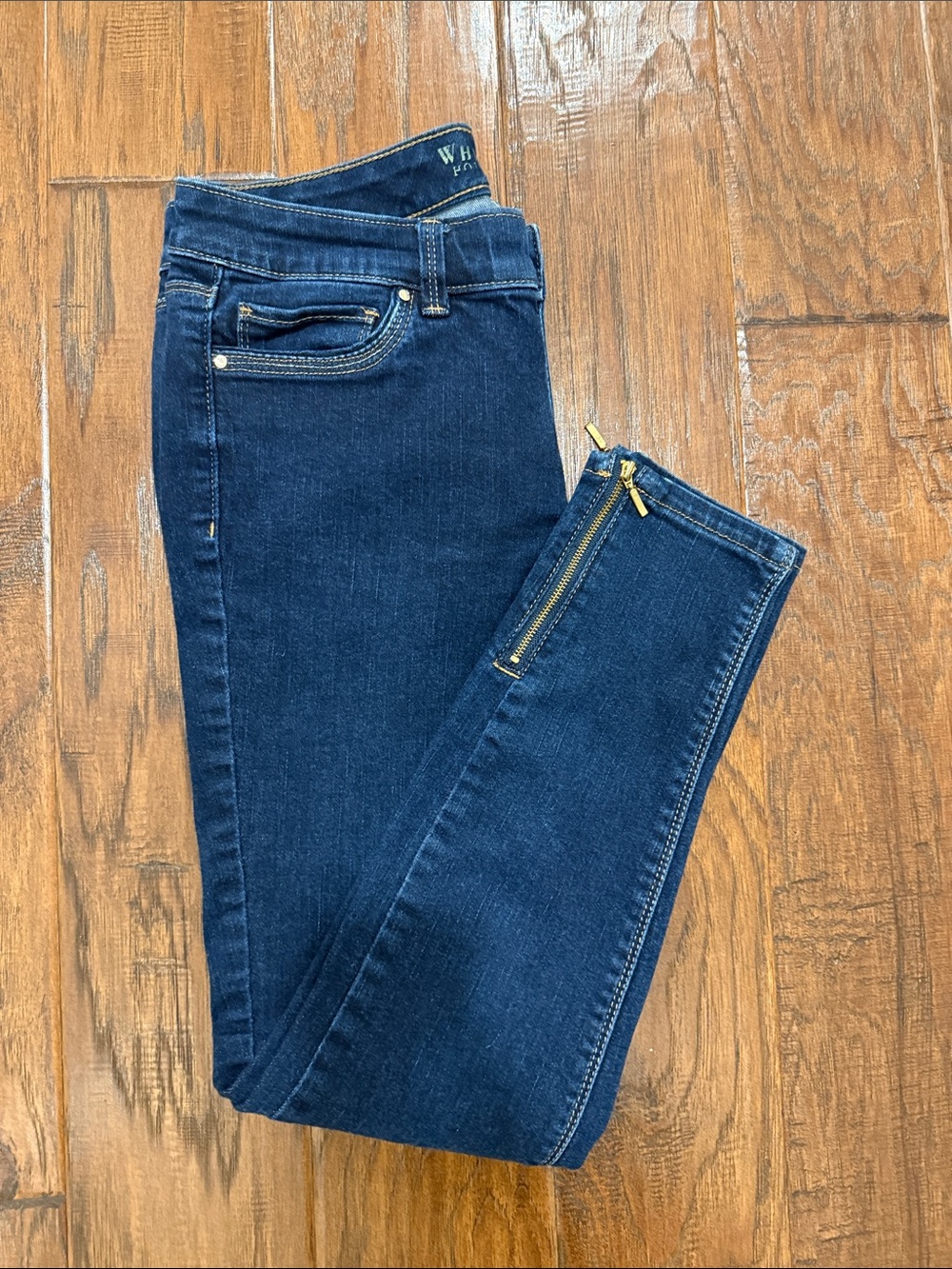 White House Black Market Dark Blue Skinny Jeans with Ankle Zips